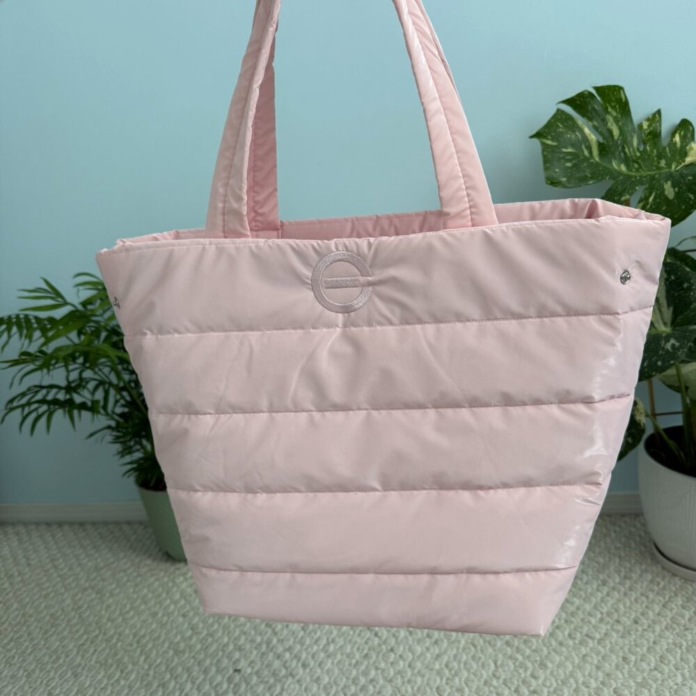 Elizabeth Grant Pink Puffer Tote Bag w/ Leopard Print Interior – BRAND NEW
